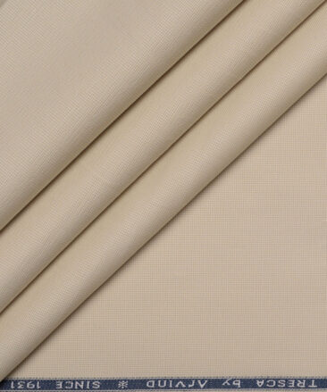 Arvind Tresca  Structured Cotton Stretchable Trouser or Chinos Fabric (Cream)