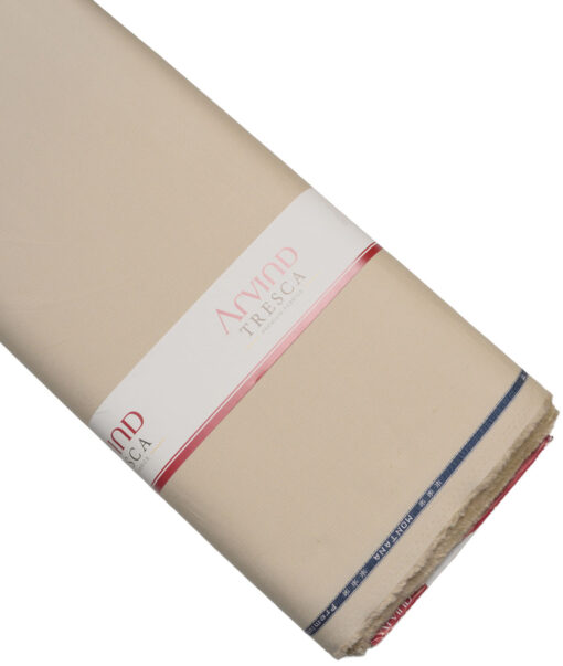 Arvind Tresca  Structured Cotton Stretchable Trouser or Chinos Fabric (Cream)