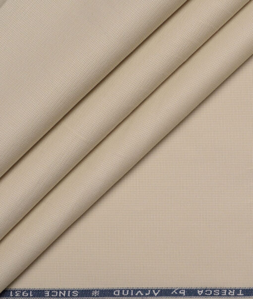 Arvind Tresca  Structured Cotton Stretchable Trouser or Chinos Fabric (Cream)