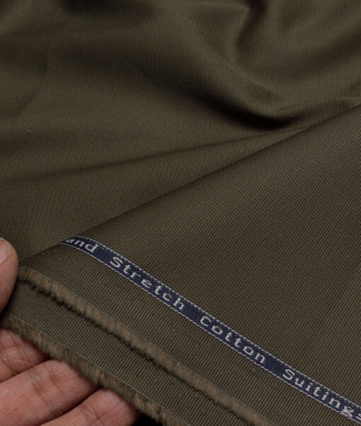 Arvind Tresca  Structured Cotton Stretchable Trouser or Chinos Fabric (Dark Olive Green)
