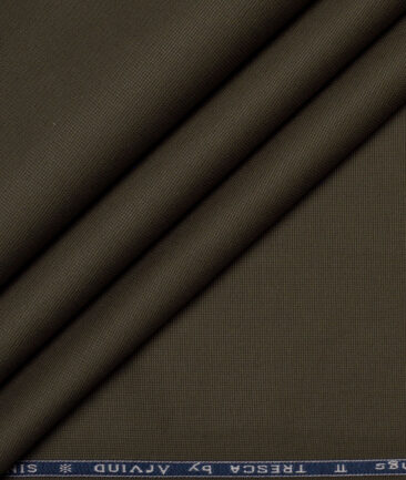 Arvind Tresca  Structured Cotton Stretchable Trouser or Chinos Fabric (Dark Olive Green)