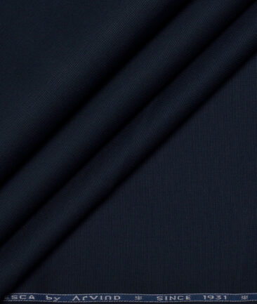 Arvind Tresca  Structured Cotton Stretchable Trouser or Chinos Fabric (Dark Royal Blue)