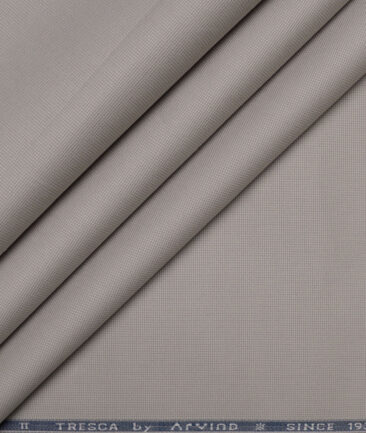 Arvind Tresca  Structured Cotton Stretchable Trouser or Chinos Fabric (Light Grey)
