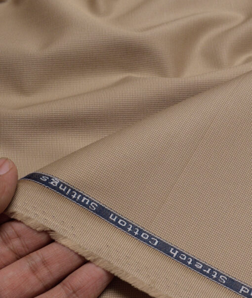 Arvind Tresca  Structured Cotton Stretchable Trouser or Chinos Fabric (Light Brown)