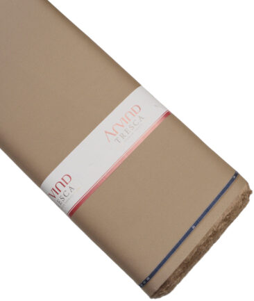 Arvind Tresca  Structured Cotton Stretchable Trouser or Chinos Fabric (Light Brown)