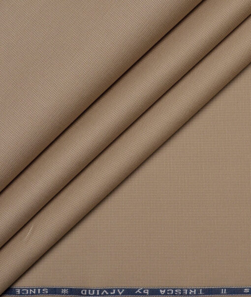 Arvind Tresca  Structured Cotton Stretchable Trouser or Chinos Fabric (Light Brown)
