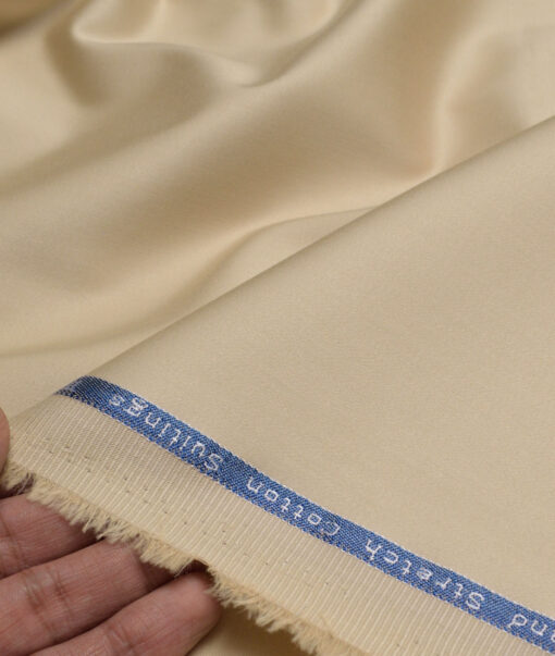 Arvind Tresca  Solids Cotton Stretchable Trouser or Chinos Fabric (Beige)