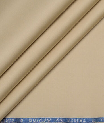Arvind Tresca  Solids Cotton Stretchable Trouser or Chinos Fabric (Beige)
