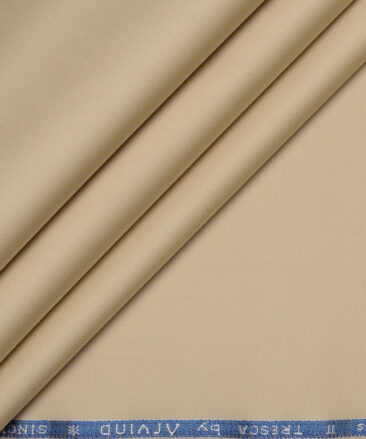 Arvind Tresca  Solids Cotton Stretchable Trouser or Chinos Fabric (Beige)