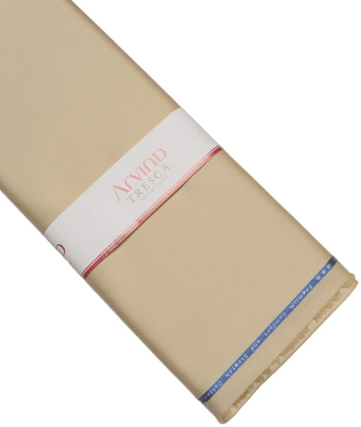 Arvind Tresca  Solids Cotton Stretchable Trouser or Chinos Fabric (Beige)