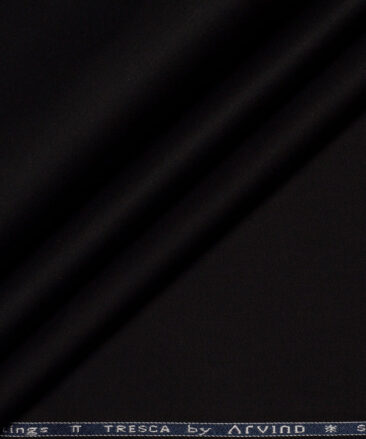 Arvind Tresca  Solids Cotton Stretchable Trouser or Chinos Fabric (Black)