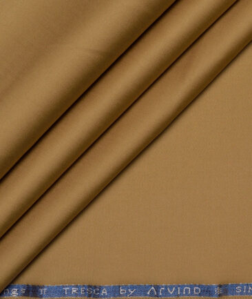 Arvind Tresca  Solids Cotton Stretchable Trouser or Chinos Fabric (Camel Brown)