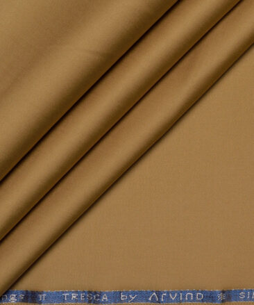 Arvind Tresca  Solids Cotton Stretchable Trouser or Chinos Fabric (Camel Brown)