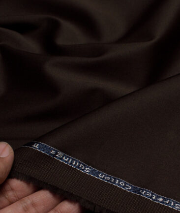 Arvind Tresca  Solids Cotton Stretchable Trouser or Chinos Fabric (Dark Chocolate Brown)