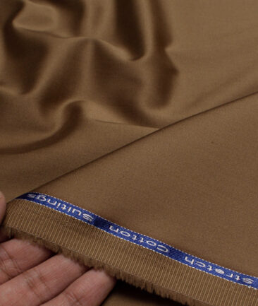 Arvind Tresca  Solids Cotton Stretchable Trouser or Chinos Fabric (Mocha Brown)