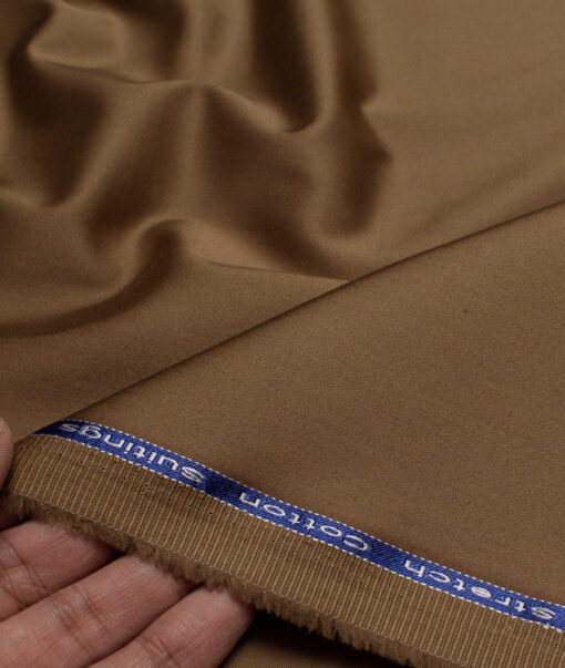 Arvind Tresca  Solids Cotton Stretchable Trouser or Chinos Fabric (Mocha Brown)