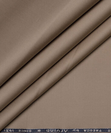 Arvind Tresca  Solids Cotton Stretchable Trouser or Chinos Fabric (Mushroom Brown)