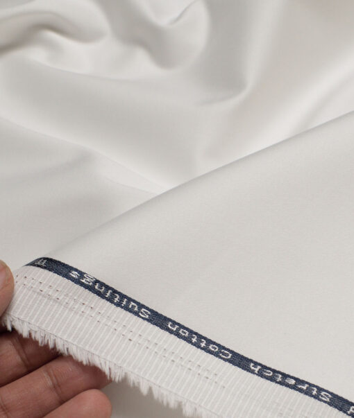 Arvind Tresca  Solids Cotton Stretchable Trouser or Chinos Fabric (White)