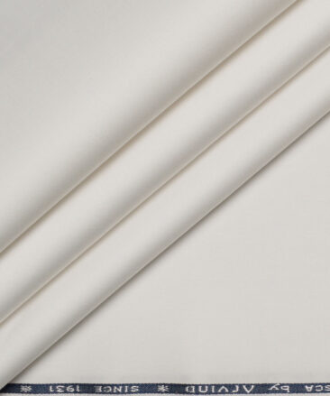 Arvind Tresca  Solids Cotton Stretchable Trouser or Chinos Fabric (White)