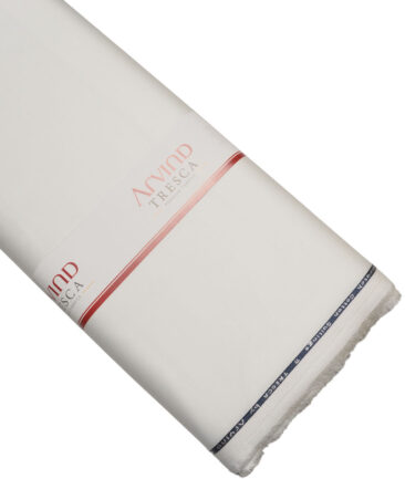 Arvind Tresca  Solids Cotton Stretchable Trouser or Chinos Fabric (White)