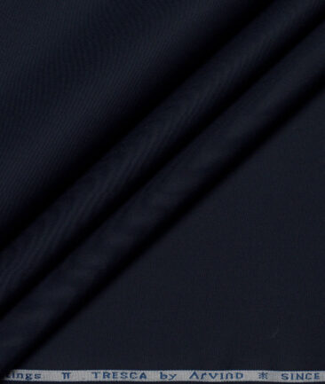 Arvind Tresca  Solids Cotton Stretchable Trouser or Chinos Fabric (Dark Blue)