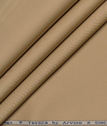 Arvind Tresca  Solids Cotton Stretchable Trouser or Chinos Fabric (Khakhi)