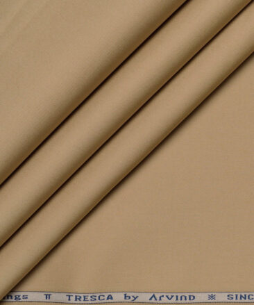 Arvind Tresca  Solids Cotton Stretchable Trouser or Chinos Fabric (Khakhi)