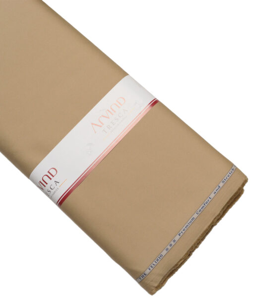 Arvind Tresca  Solids Cotton Stretchable Trouser or Chinos Fabric (Khakhi)