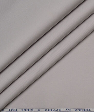 Arvind Tresca  Solids Cotton Stretchable Trouser or Chinos Fabric (Light Grey)