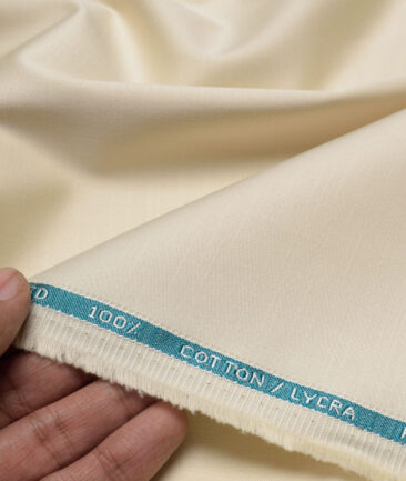 Burgoyne  Solids Cotton Stretchable Trouser or Chinos Fabric (Cream)