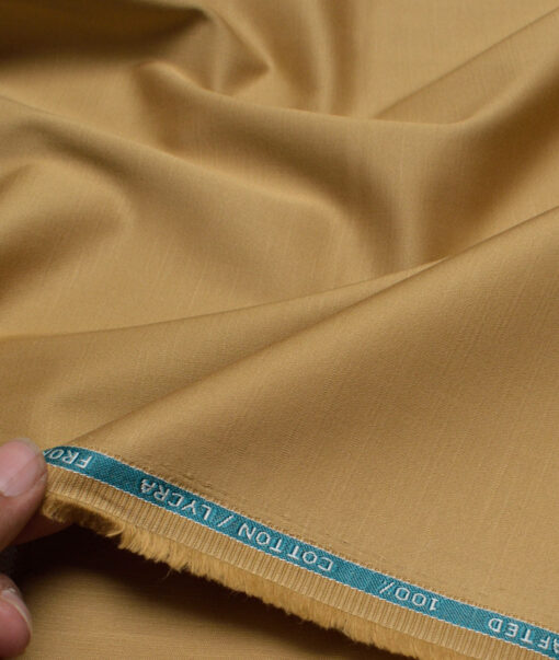 Burgoyne  Solids Cotton Stretchable Trouser or Chinos Fabric (Tan Beige)