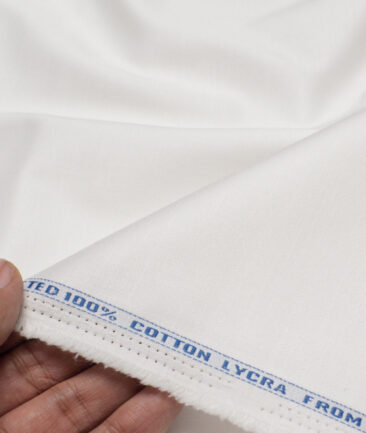 Burgoyne  Solids Cotton Stretchable Trouser or Chinos Fabric (White)