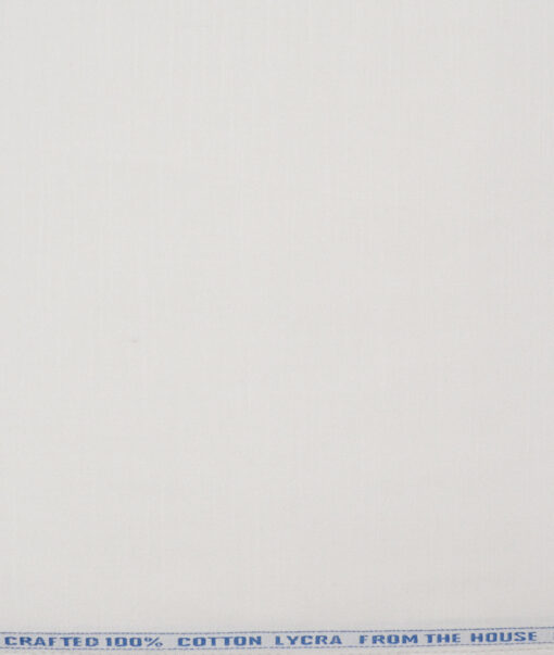 Burgoyne  Solids Cotton Stretchable Trouser or Chinos Fabric (White)