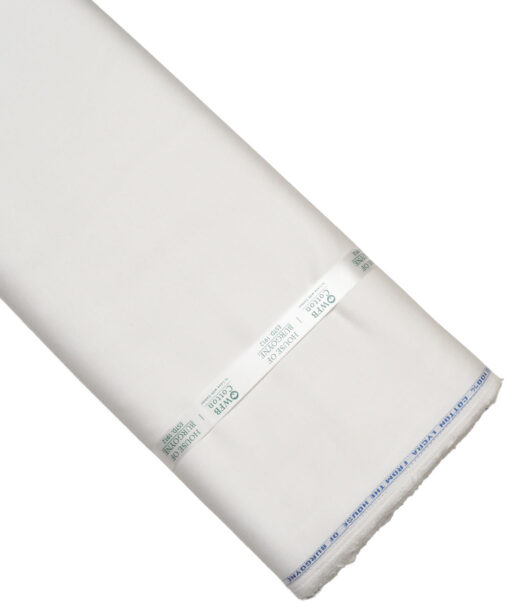 Burgoyne  Solids Cotton Stretchable Trouser or Chinos Fabric (White)