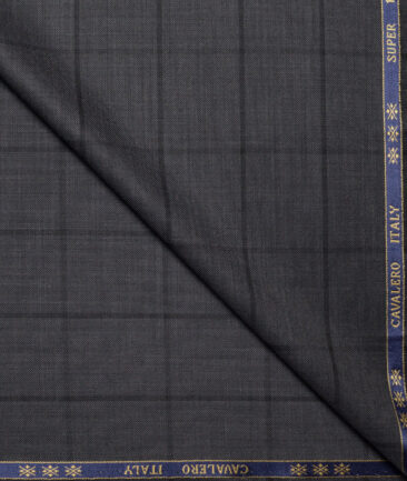 Cavalero Italy Super 120's Checks 50% Merino Wool Suiting Fabric (Dark Grey)