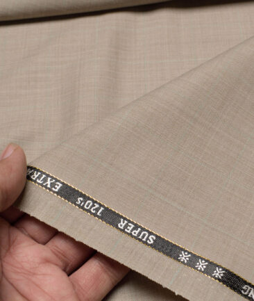 Cavalero Italy Super 120's Checks 30% Merino Wool Suiting Fabric (Beige)