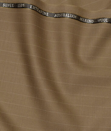 Cavalero Italy Super 120's Striped 30% Merino Wool Suiting Fabric (Brown)
