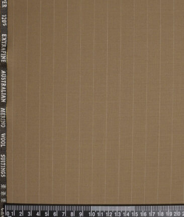 Cavalero Italy Super 120's Striped 30% Merino Wool Suiting Fabric (Brown)