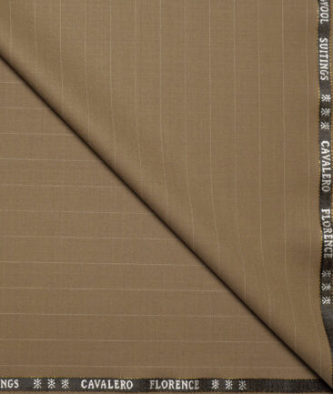 Cavalero Italy Super 120's Striped 30% Merino Wool Suiting Fabric (Brown)