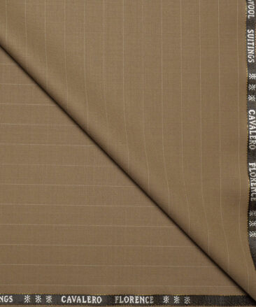 Cavalero Italy Super 120's Striped 30% Merino Wool Suiting Fabric (Brown)