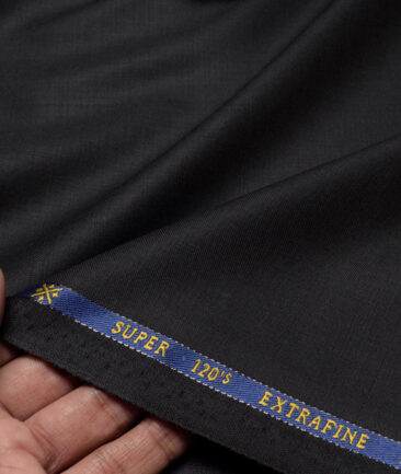 Cavalero Italy Super 120's Solids 60% Merino Wool Suiting Fabric (Black)