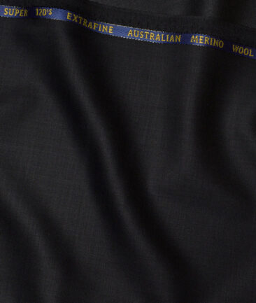 Cavalero Italy Super 120's Solids 60% Merino Wool Suiting Fabric (Black)