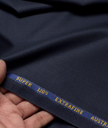Cavalero Italy Super 120's Solids 60% Merino Wool Suiting Fabric (Dark Blue)