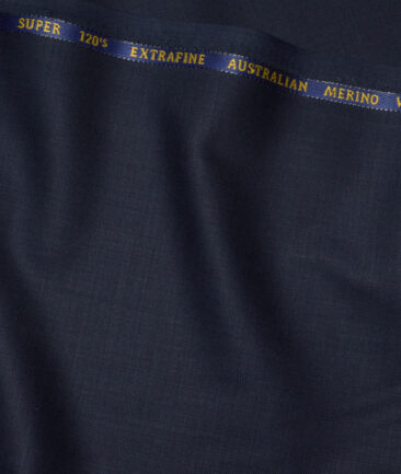 Cavalero Italy Super 120's Solids 60% Merino Wool Suiting Fabric (Dark Blue)