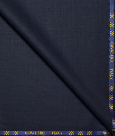 Cavalero Italy Super 120's Solids 60% Merino Wool Suiting Fabric (Dark Blue)
