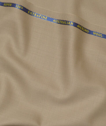 Cavalero Italy Super 120's Solids 60% Merino Wool Suiting Fabric (Light Brown)