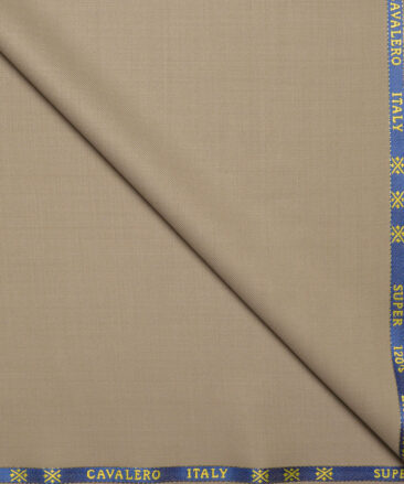 Cavalero Italy Super 120's Solids 60% Merino Wool Suiting Fabric (Light Brown)