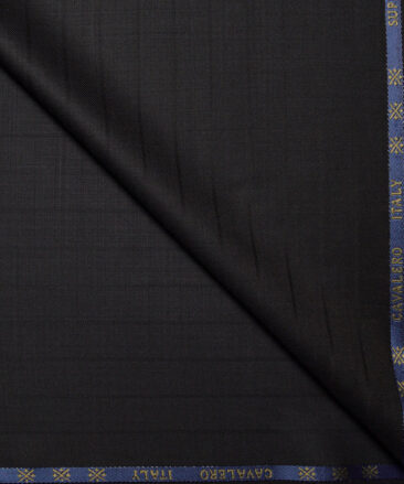 Cavalero Italy Super 120's Striped 60% Merino Wool Suiting Fabric (Black)