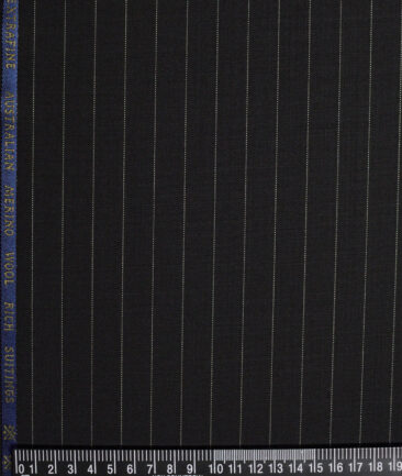 Cavalero Italy Super 120's Striped 60% Merino Wool Suiting Fabric (Black)