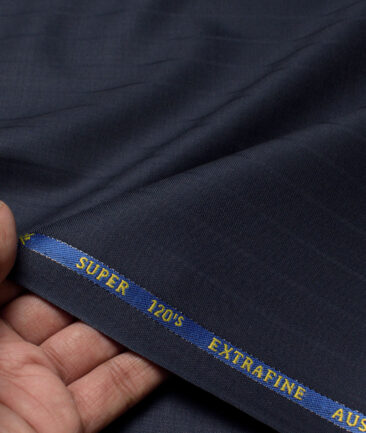 Cavalero Italy Super 120's Striped 60% Merino Wool Suiting Fabric (Dark Blue)